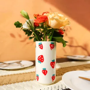 Strawberry Ceramic Vase - Whimsical Floral Centerpiece